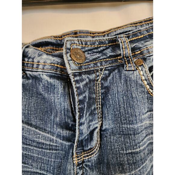 V.S.K. Denim Long Jeans Shorts JORTS Cotton and Spandex Size 6 - Picture 4 of 5